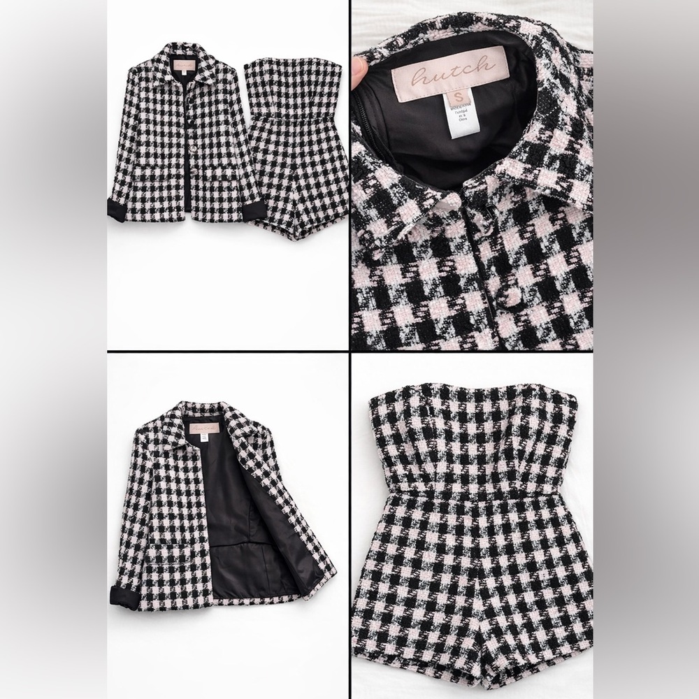 Hutch Black and White Houndstooth Blazer and Dress Set